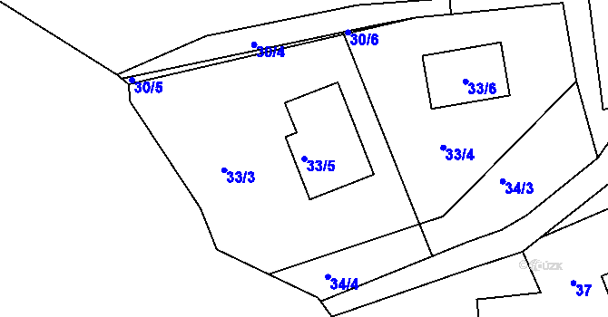 Parcela st. 33/5 v KÚ Radešín u Lipové, Katastrální mapa
