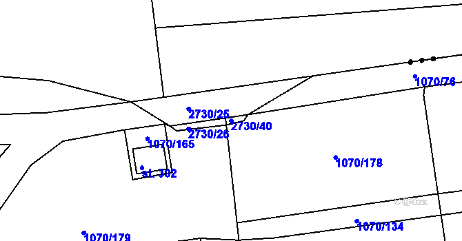Parcela st. 2730/40 v KÚ Lipová u Slavičína, Katastrální mapa