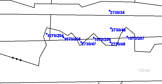 Parcela st. 2730/47 v KÚ Lipová u Slavičína, Katastrální mapa