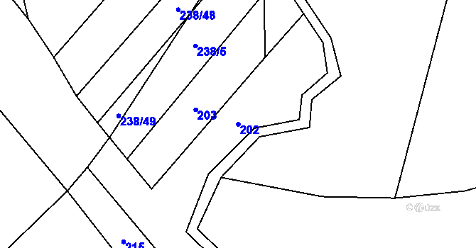 Parcela st. 202 v KÚ Lipová u Slavičína, Katastrální mapa