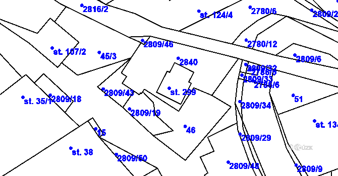 Parcela st. 299 v KÚ Lipová u Slavičína, Katastrální mapa