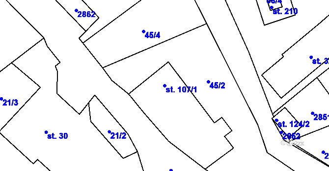 Parcela st. 107/1 v KÚ Lipová u Slavičína, Katastrální mapa