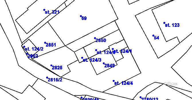 Parcela st. 124/6 v KÚ Lipová u Slavičína, Katastrální mapa