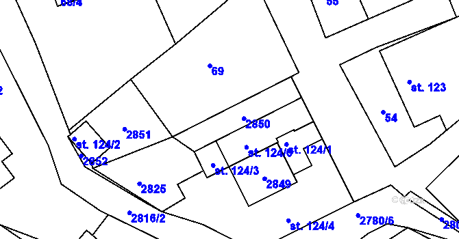 Parcela st. 124/7 v KÚ Lipová u Slavičína, Katastrální mapa
