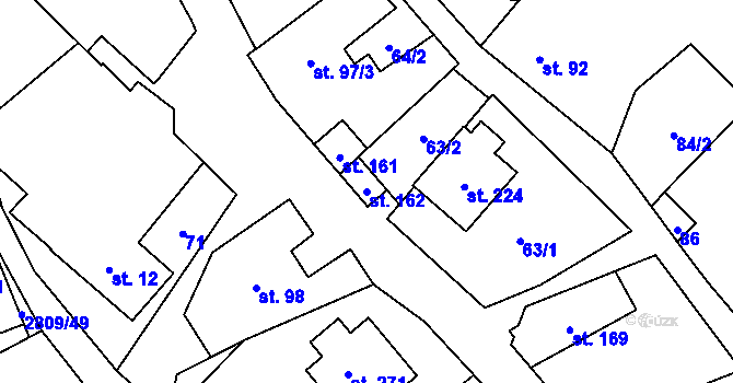 Parcela st. 162 v KÚ Lipová u Slavičína, Katastrální mapa
