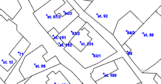 Parcela st. 224 v KÚ Lipová u Slavičína, Katastrální mapa