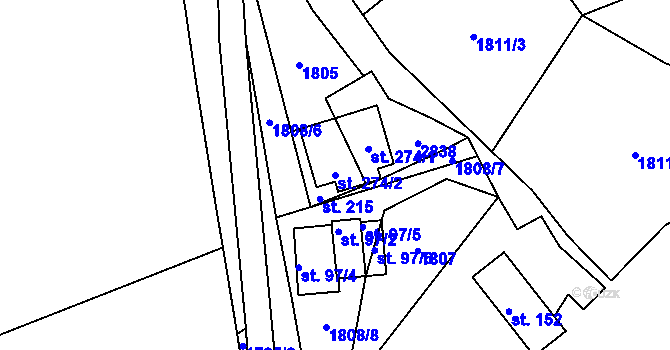 Parcela st. 274/2 v KÚ Lipová u Slavičína, Katastrální mapa