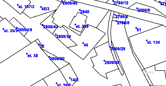 Parcela st. 46 v KÚ Lipová u Slavičína, Katastrální mapa