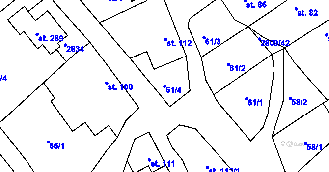 Parcela st. 61/4 v KÚ Lipová u Slavičína, Katastrální mapa