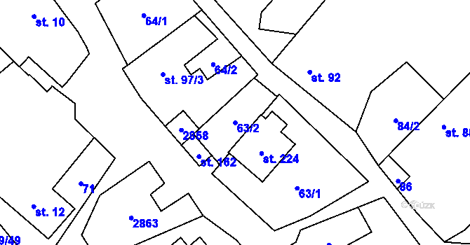 Parcela st. 63/2 v KÚ Lipová u Slavičína, Katastrální mapa