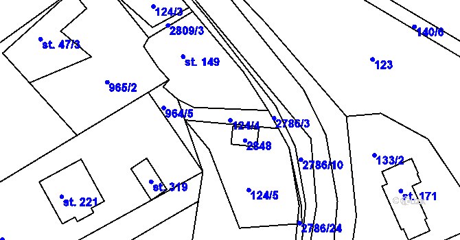 Parcela st. 124/4 v KÚ Lipová u Slavičína, Katastrální mapa