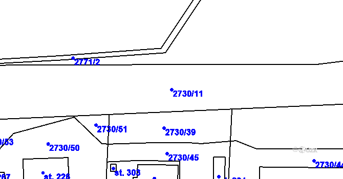 Parcela st. 2730/11 v KÚ Lipová u Slavičína, Katastrální mapa
