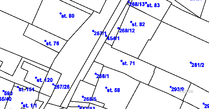 Parcela st. 268/11 v KÚ Hrochov, Katastrální mapa