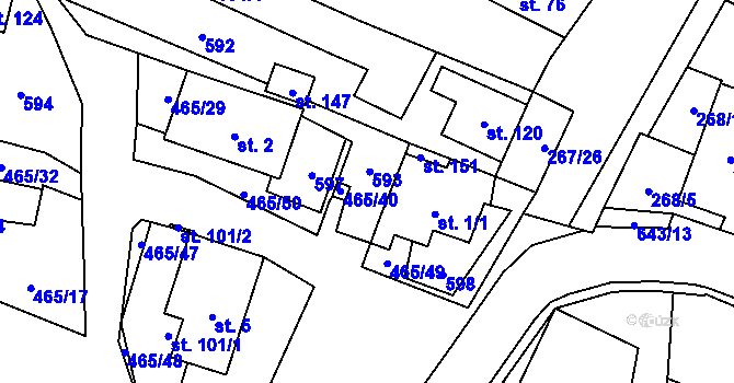 Parcela st. 1/2 v KÚ Hrochov, Katastrální mapa