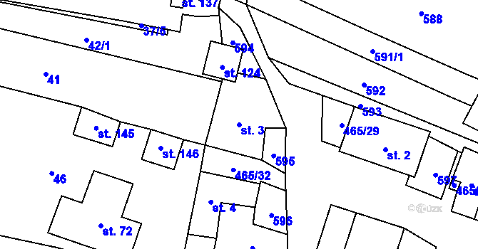 Parcela st. 3 v KÚ Hrochov, Katastrální mapa