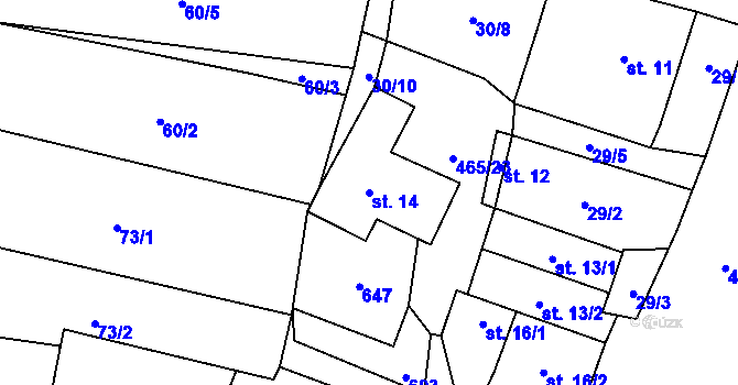 Parcela st. 14 v KÚ Hrochov, Katastrální mapa