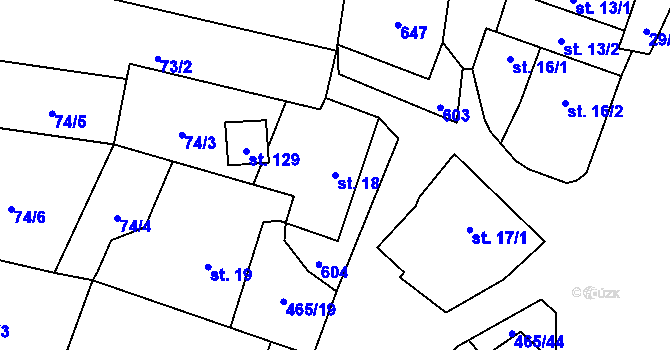 Parcela st. 18 v KÚ Hrochov, Katastrální mapa
