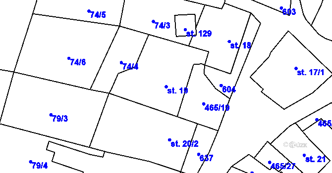 Parcela st. 19 v KÚ Hrochov, Katastrální mapa