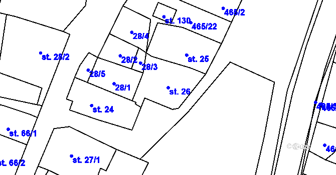 Parcela st. 26 v KÚ Hrochov, Katastrální mapa