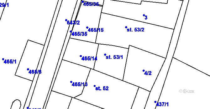 Parcela st. 53/1 v KÚ Hrochov, Katastrální mapa
