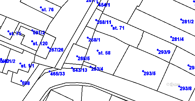 Parcela st. 58 v KÚ Hrochov, Katastrální mapa