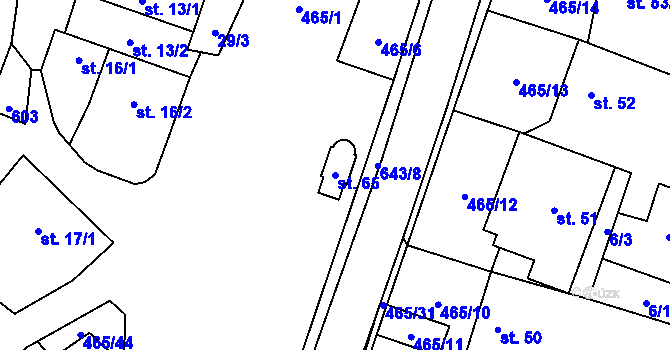 Parcela st. 65 v KÚ Hrochov, Katastrální mapa