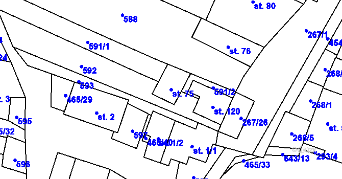 Parcela st. 75 v KÚ Hrochov, Katastrální mapa