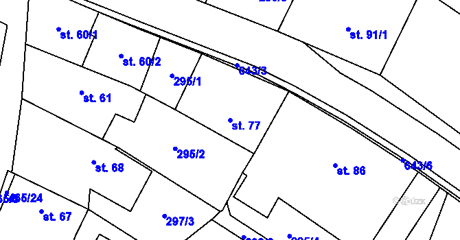 Parcela st. 77 v KÚ Hrochov, Katastrální mapa