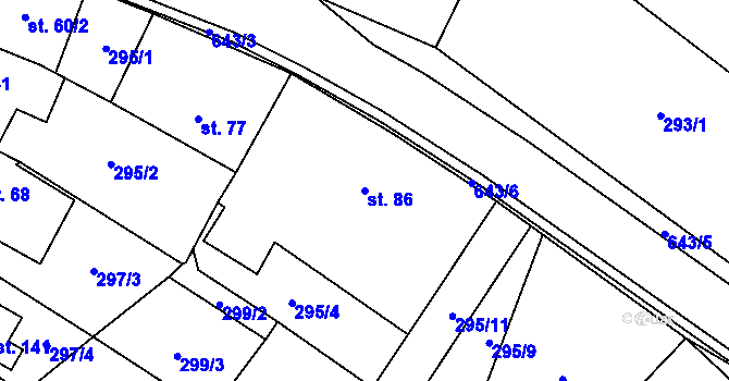 Parcela st. 86 v KÚ Hrochov, Katastrální mapa