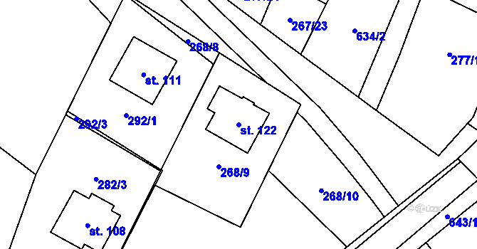 Parcela st. 122 v KÚ Hrochov, Katastrální mapa