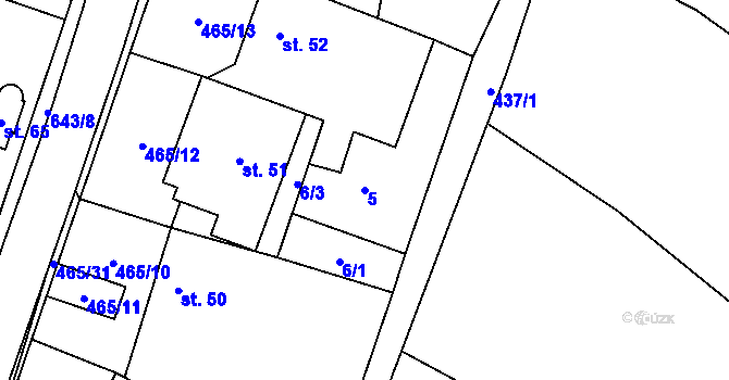 Parcela st. 5 v KÚ Hrochov, Katastrální mapa