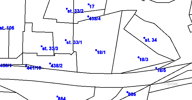 Parcela st. 18/1 v KÚ Hrochov, Katastrální mapa