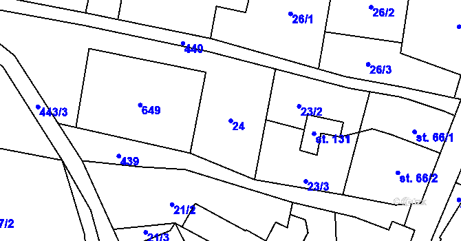 Parcela st. 24 v KÚ Hrochov, Katastrální mapa