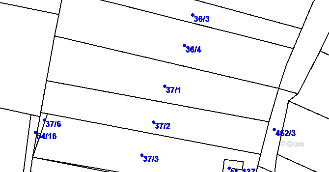 Parcela st. 37/1 v KÚ Hrochov, Katastrální mapa