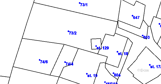 Parcela st. 74/3 v KÚ Hrochov, Katastrální mapa