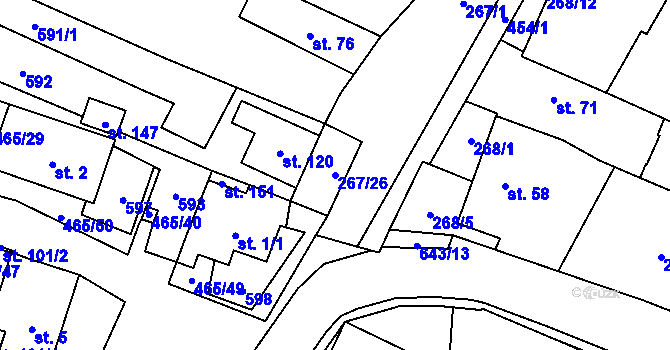 Parcela st. 267/26 v KÚ Hrochov, Katastrální mapa