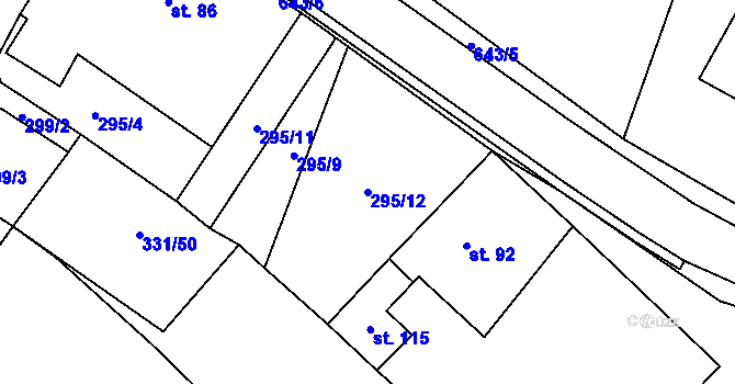Parcela st. 295/12 v KÚ Hrochov, Katastrální mapa