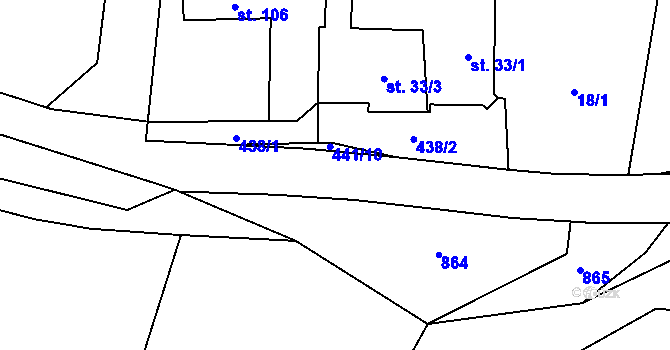 Parcela st. 441/2 v KÚ Hrochov, Katastrální mapa