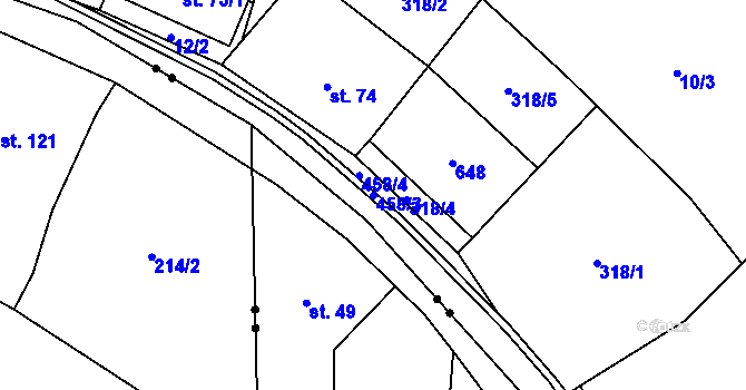 Parcela st. 458/3 v KÚ Hrochov, Katastrální mapa