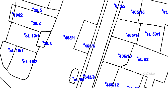 Parcela st. 465/6 v KÚ Hrochov, Katastrální mapa