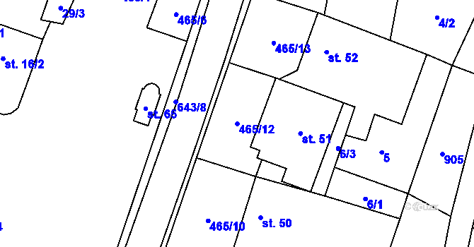 Parcela st. 465/12 v KÚ Hrochov, Katastrální mapa