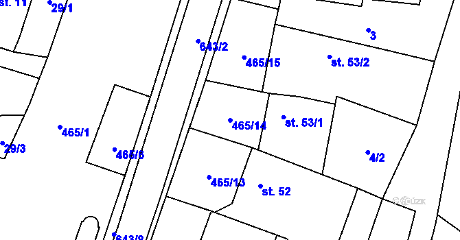 Parcela st. 465/14 v KÚ Hrochov, Katastrální mapa