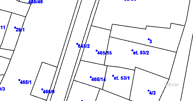 Parcela st. 465/15 v KÚ Hrochov, Katastrální mapa