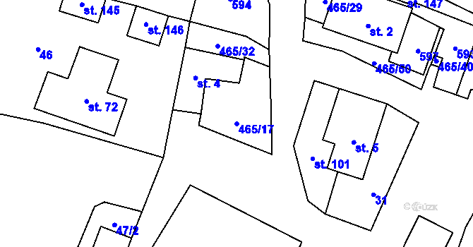 Parcela st. 465/17 v KÚ Hrochov, Katastrální mapa