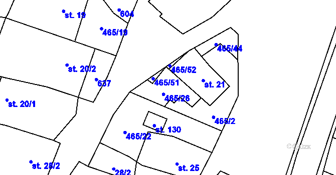 Parcela st. 465/27 v KÚ Hrochov, Katastrální mapa