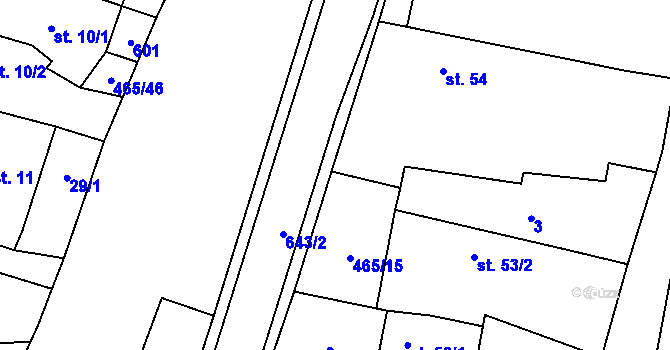 Parcela st. 465/36 v KÚ Hrochov, Katastrální mapa