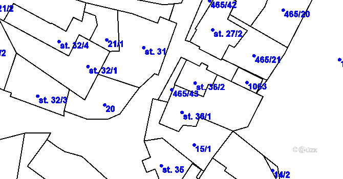 Parcela st. 465/43 v KÚ Hrochov, Katastrální mapa