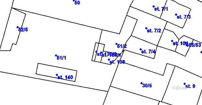 Parcela st. 125/1 v KÚ Hrochov, Katastrální mapa
