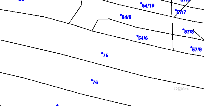 Parcela st. 75 v KÚ Hrochov, Katastrální mapa