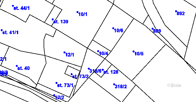 Parcela st. 10/4 v KÚ Hrochov, Katastrální mapa
